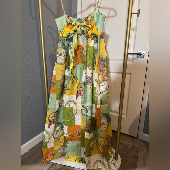 NWOT Alemais Jerome Patchwork Linen Midi Dress US Size 6 - Picture 8 of 9